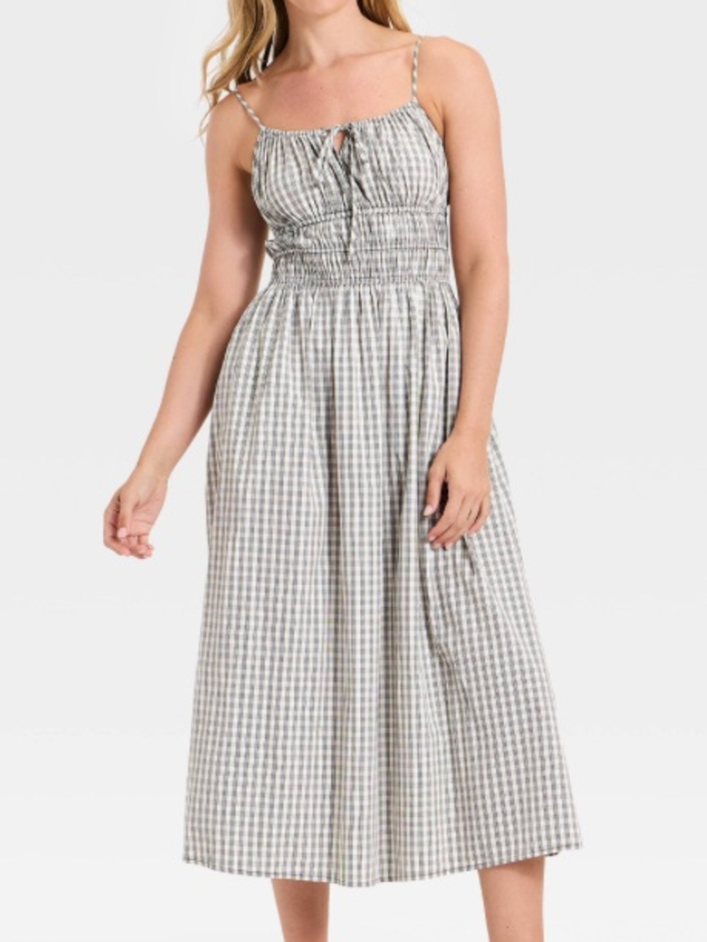 Target Universal Thread Smocked Gingham Midi Dress - Black XL
